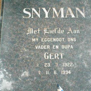 SNYMAN Gert 1922-1994