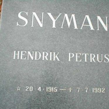 SNYMAN Hendrik Petrus 1915-1992
