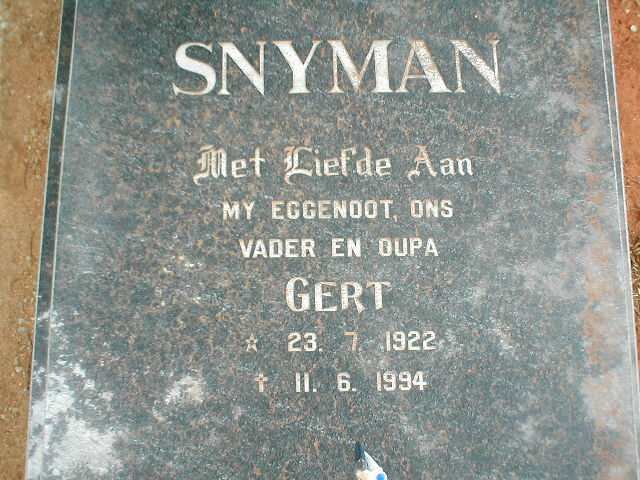 SNYMAN Gert 1922-1994