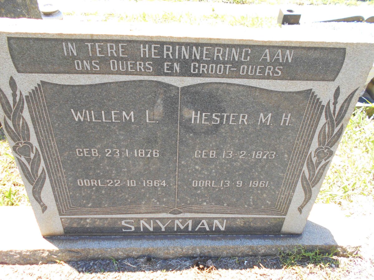 SNYMAN Willem L. 1876-1964 &amp; Hester M.H. 1873-1961
