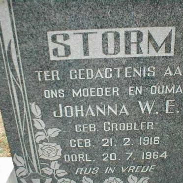 STORM Johanna W.E. nee GROBLER 1916-1964