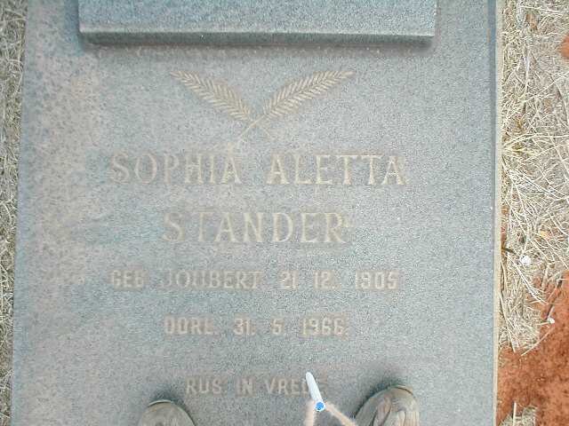 STANDER Sophia Aletta nee JOUBERT 1905-1966