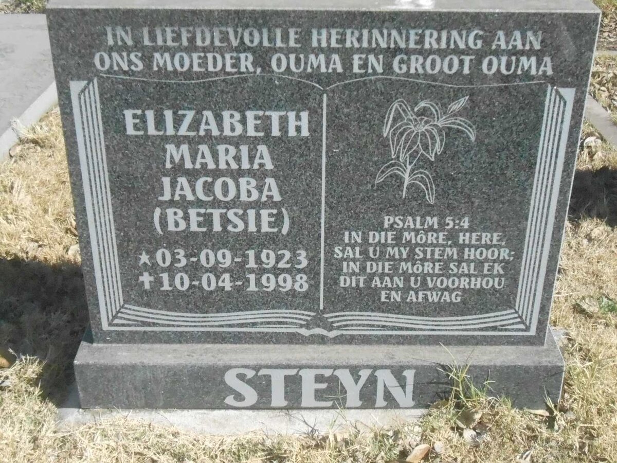 STEYN Elizabeth Maria Jacoba 1923-1998