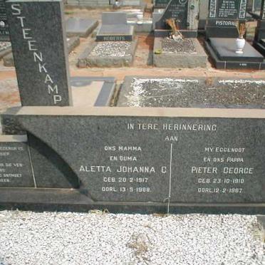STEENKAMP Pieter George 1910-1967 &amp; Aletta Johanna C. 1917-1988