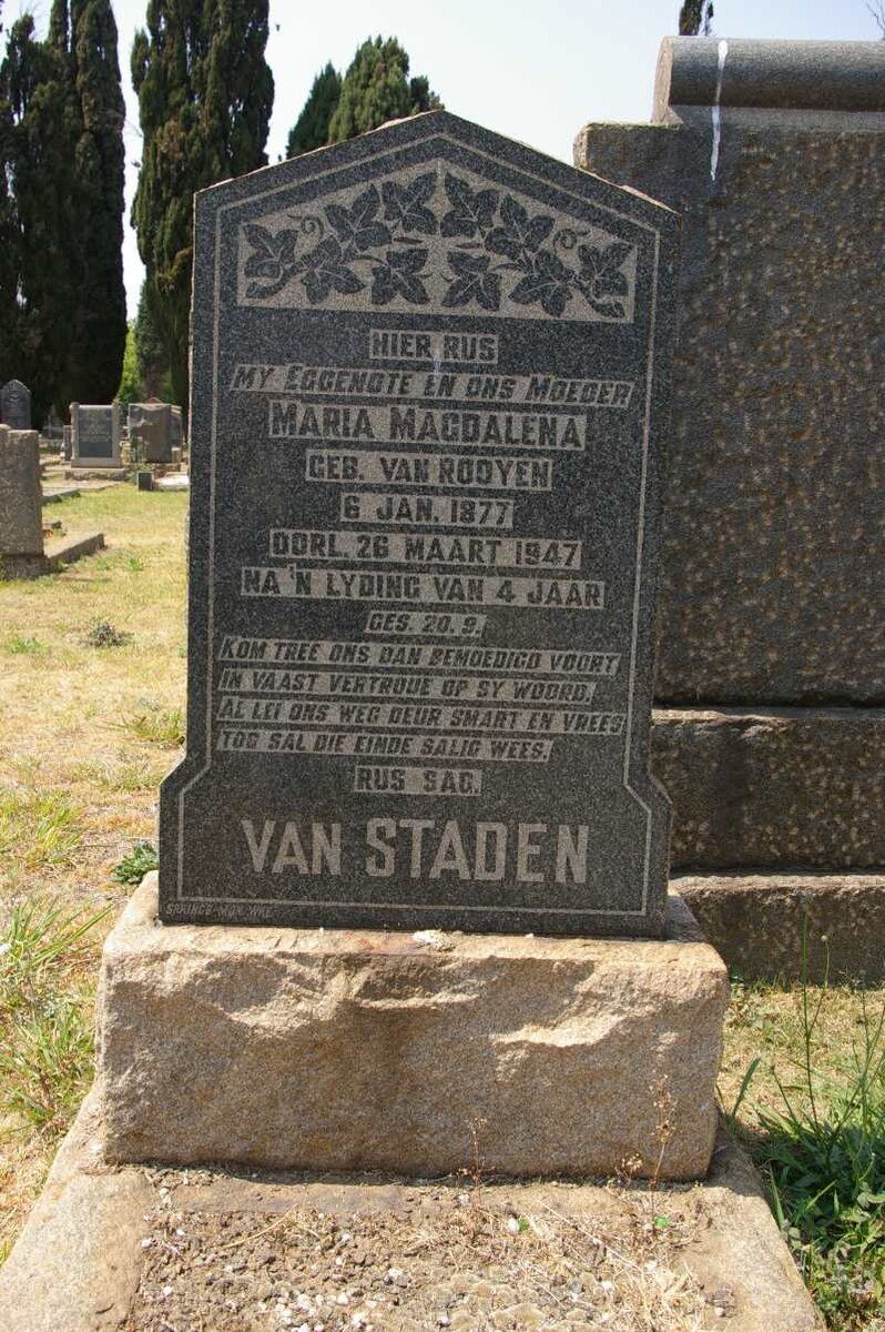 STADEN Maria Magdalena, van nee VAN ROOYEN 1877-1947