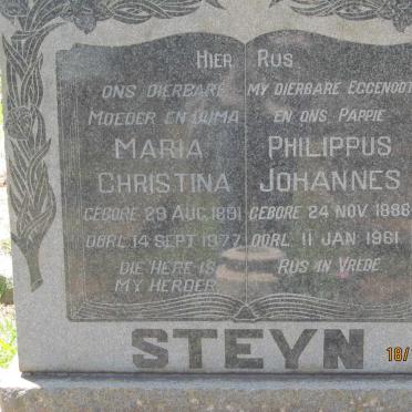 STEYN Philippus Johannes 1888-1961 &amp; Maria Christina 1891-1977