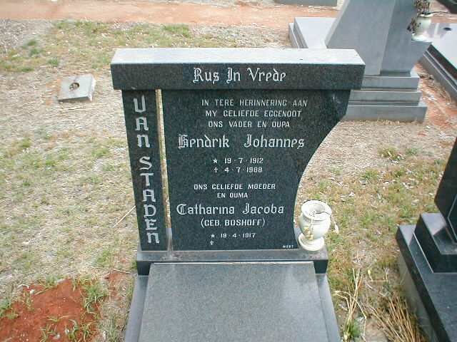 STADEN Hendrik Johannes, van 1912-1988 &amp; Catharina Jacoba BOSHOFF 1917-