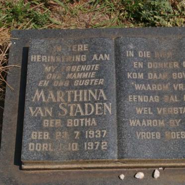 STADEN Marthina, van nee BOTHA 1937-1972