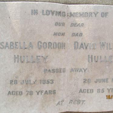 HULLEY David William -1952 &amp; Isabella Gordon -1953
