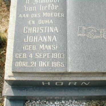 HORN Christina Johanna nee MANS 1903-1965