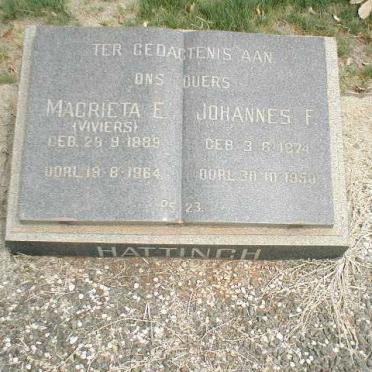HATTINGH Johannes F. 1874-1950 &amp; Margrieta E. VIVIERS 1889-1964