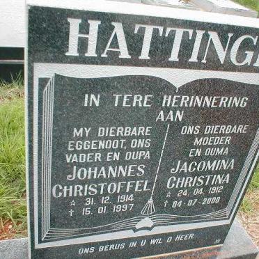 HATTINGH Johannes Christoffel 1914-1997 &amp; Jacomina Christina 1912-2000