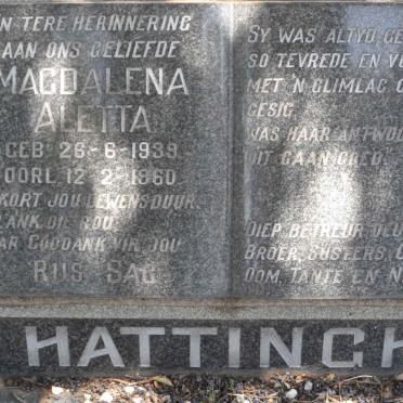 HATTINGH Magdalena Aletta 1939-1960