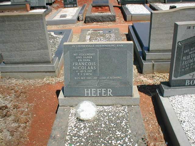 HEFER Francois Nicolaas 1917-1974