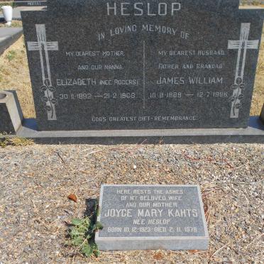 HESLOP James William 1889-1966 &amp; Elizabeth ROGERS 1892-1968 :: KAHTS Joyce Mary nee HESLOP 1923-1978