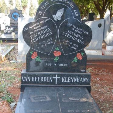 HEERDEN Zacharia Gertruida, van 1927-1991 :: KLEYNHANS Jacobus Stephanus 1967-1994