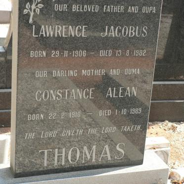 THOMAS Lawrence Jacobus 1906-1982 &amp; Constance Alean 1910-1989