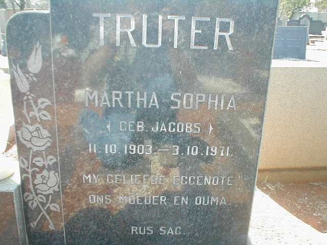 TRUTER Martha Sophia nee JACOBS 1903-1971