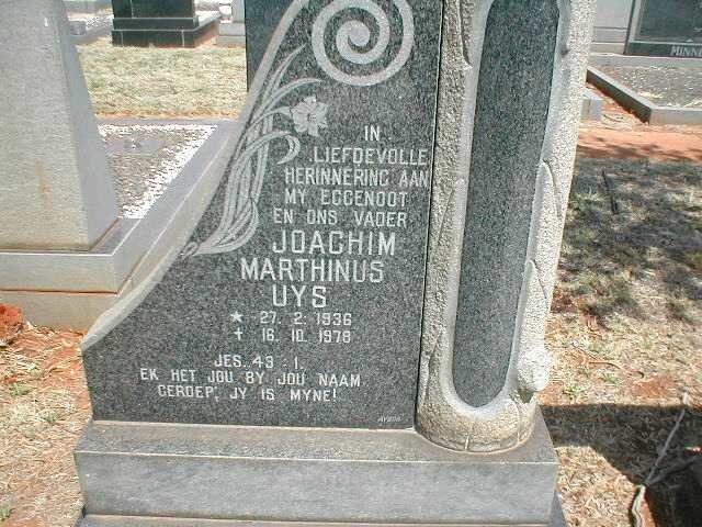 UYS Joachim Marthinus 1936-1978