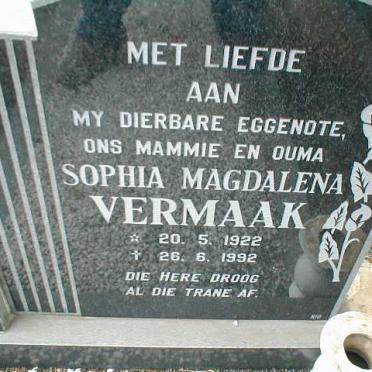 VERMAAK Sophia Magdalena 1922-1992