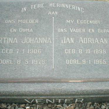 VENTER Jan Adriaan 1899-1965 &amp; Gertina Johanna 1906-1978