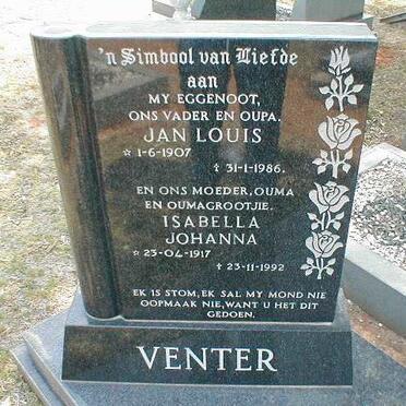 VENTER Jan Louis 1907-1986 &amp; Isabella Johanna 1917-1992