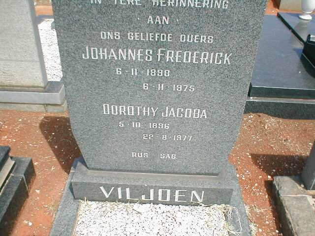 VILJOEN Johannes Frederick 1898-1975 &amp; Dorothy Jacoba 1896-1977