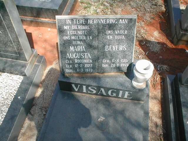 VISAGIE Beyers 1915-1999 &amp; Maria Augusta ROODNICK 1922-1978