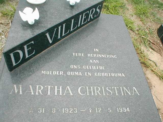 VILLIERS Martha Christina, de 1923-1994