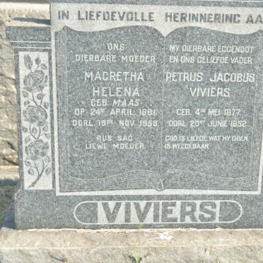 VIVIERS Petrus Jacobus 1877-1952 &amp; Magretha Helena MAAS 1881-1958