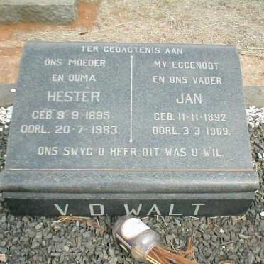WALT Jan, v.d 1892-1969 &amp; Hester 1895-1983