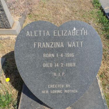 WATT Aletta Elizabeth Franzina 1916-1969