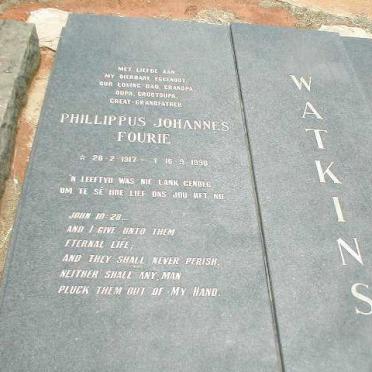 WATKINS Phillippus Johannes Fourie 1917-1990