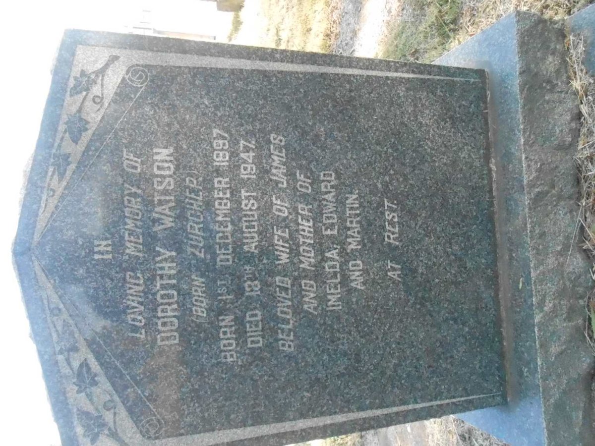 WATSON Dorothy nee ZURCHER 1897-1947