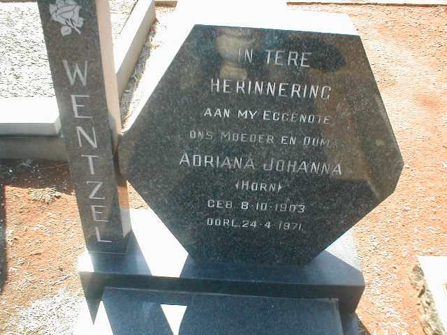 WENTZEL Adriana Johanna nee HORN 1903-1971
