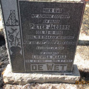 WET Pieter Jacobus, de 1896-1944 &amp; Loewisa Maria 1907-1987