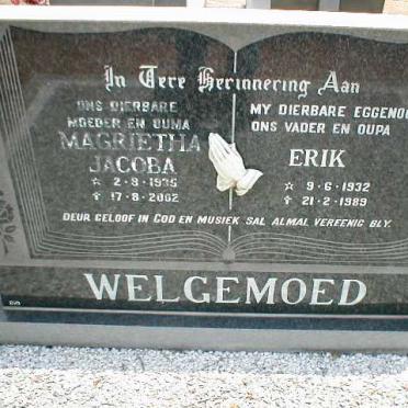 WELGEMOED Erik 1932-1989 &amp; Magrietha Jacoba 1935-2002