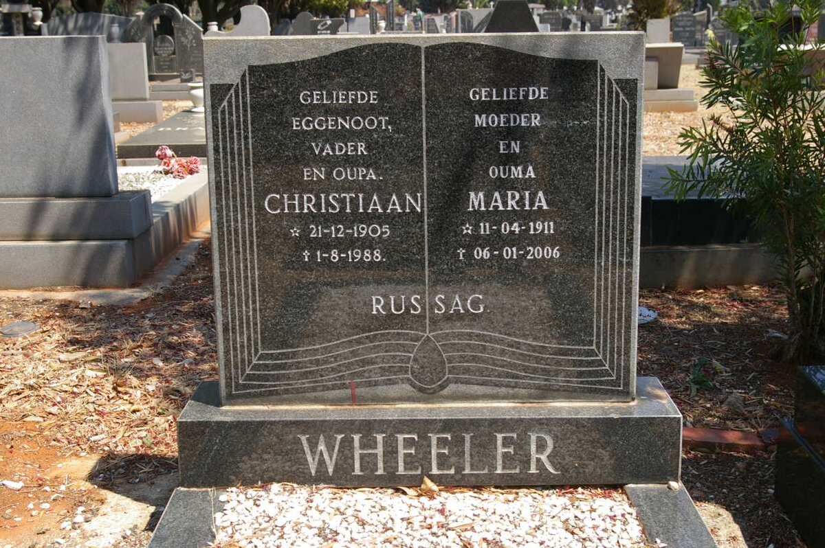 WHEELER Christiaan 1905-1988 &amp; Maria 1911-2006