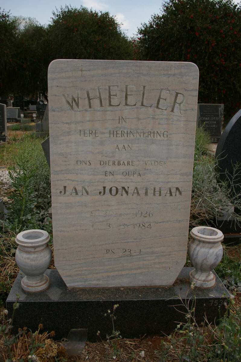 WHEELER Jan Jonathan 1926-1984