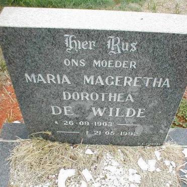 WILDE Maria Mageretha Dorothea, de 1903-1992