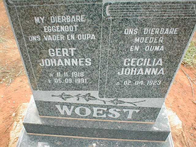 WOEST Gert Johannes 1918-1991 &amp; Cecilia Johanna 1923-
