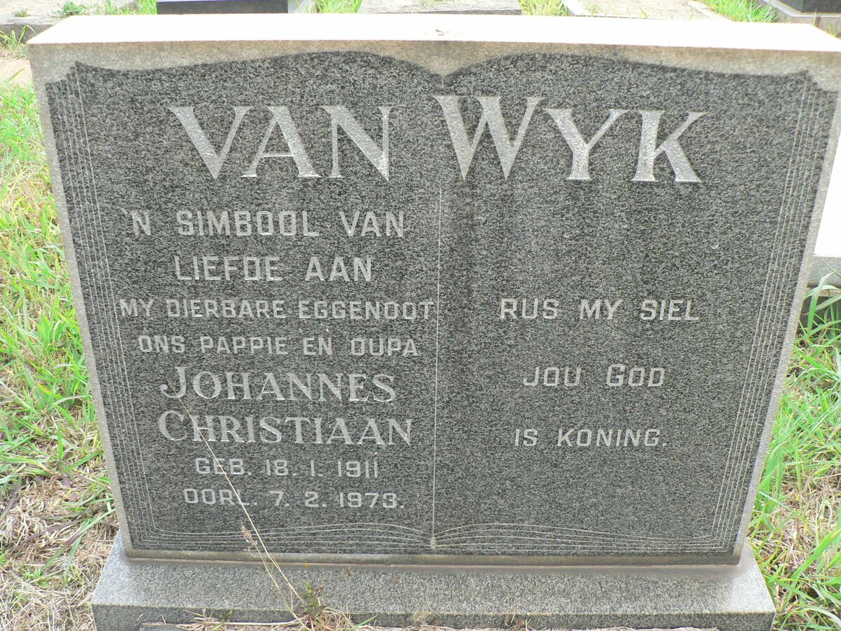 WYK Johannes Christiaan, van 1911-1973