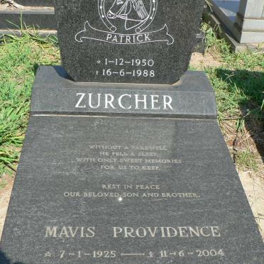 ZURCHER Patrick 1950-1988 :: PROVIDENCE Mavis 1925-2004