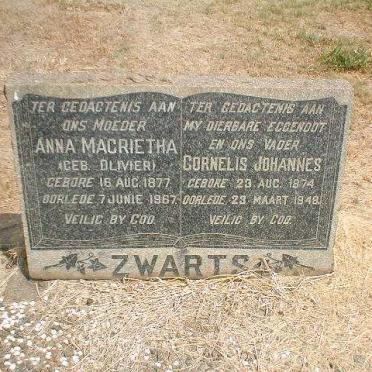 ZWARTS Cornelis Johannes 1874-1949 &amp; Anna Magrietha OLIVIER 1877-1967