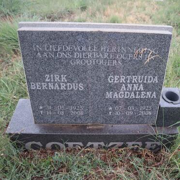 COETZEE Zirk Bernardus 1925-2008 & Gertruida Anna Magdalena 1925-2008