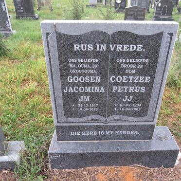 GOOSEN Jacomina J.M. 1927-2019 :: COETZEE Petrus J.J. 1934-2002