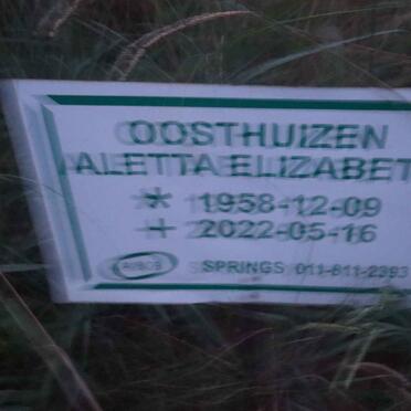 OOSTHUIZEN Aletta Elizabeth 1958-2022