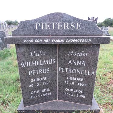 PIETERSE Wilhelmus Petrus 1924-2014 & Anna Petronella 1927-2008