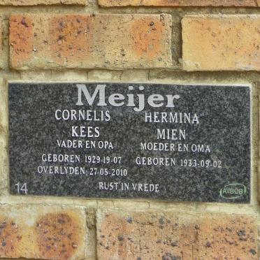 MEIJER Cornelis Kees 1929-2010 &amp; Hermina Mien 1933-