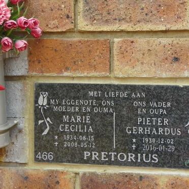 PRETORIUS Pieter Gerhardus 1930-2016 &amp; Marie Cecilia 1934-2008